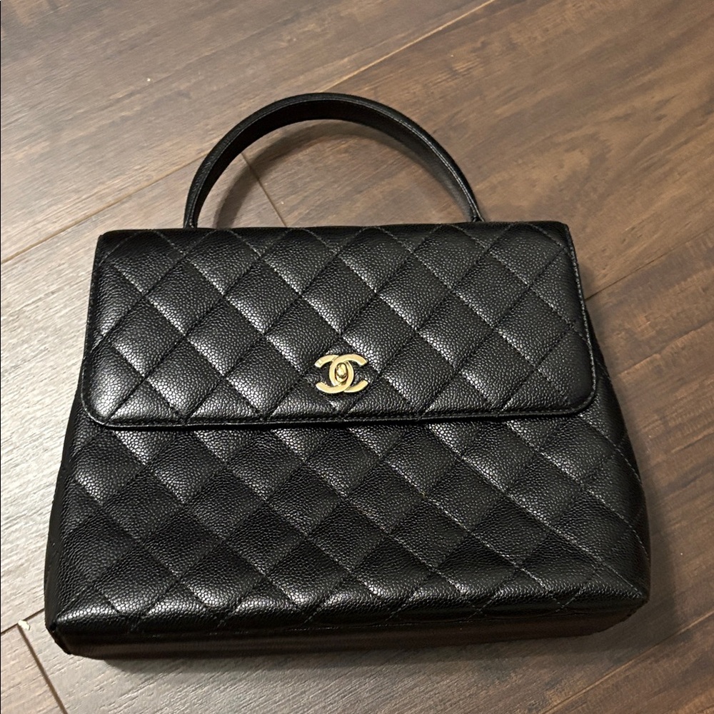 Chanel Black Quilted Caviar Handle Bag